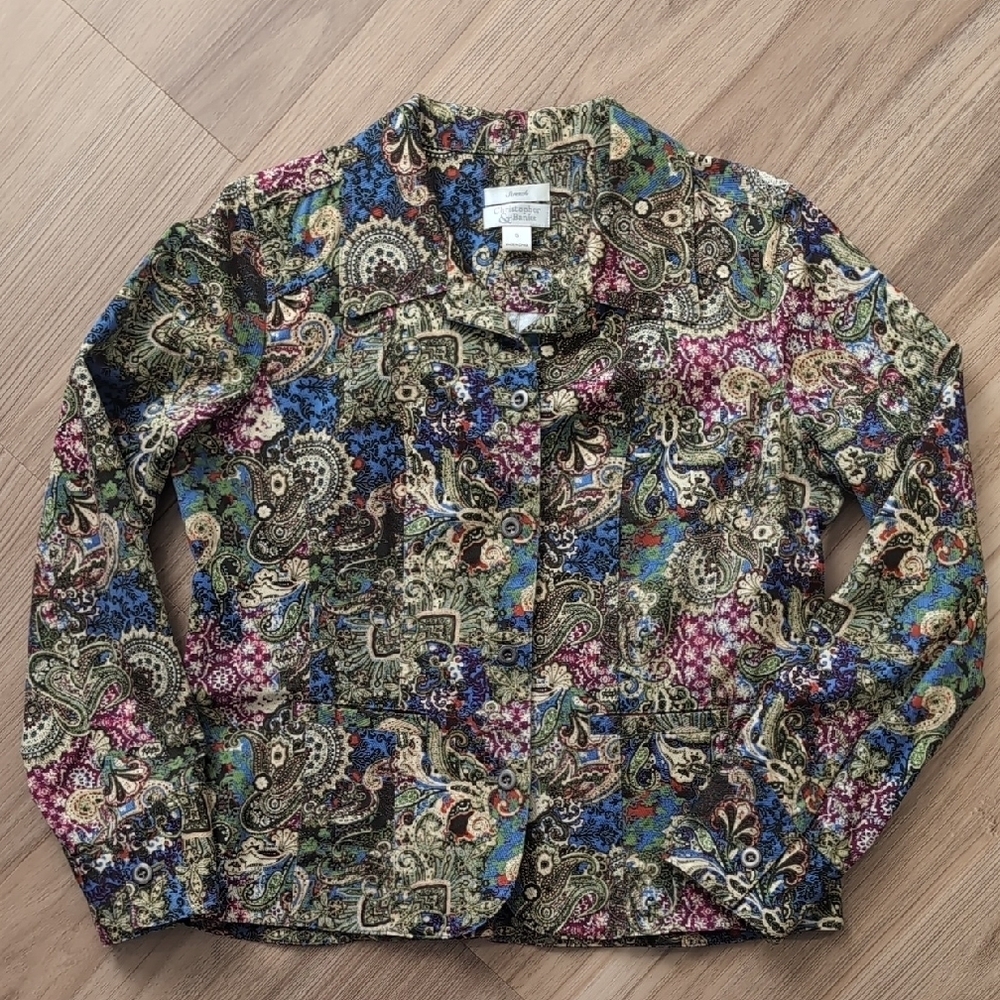 Christopher & Banks Red and Blue Blazer with Paisley Pattern